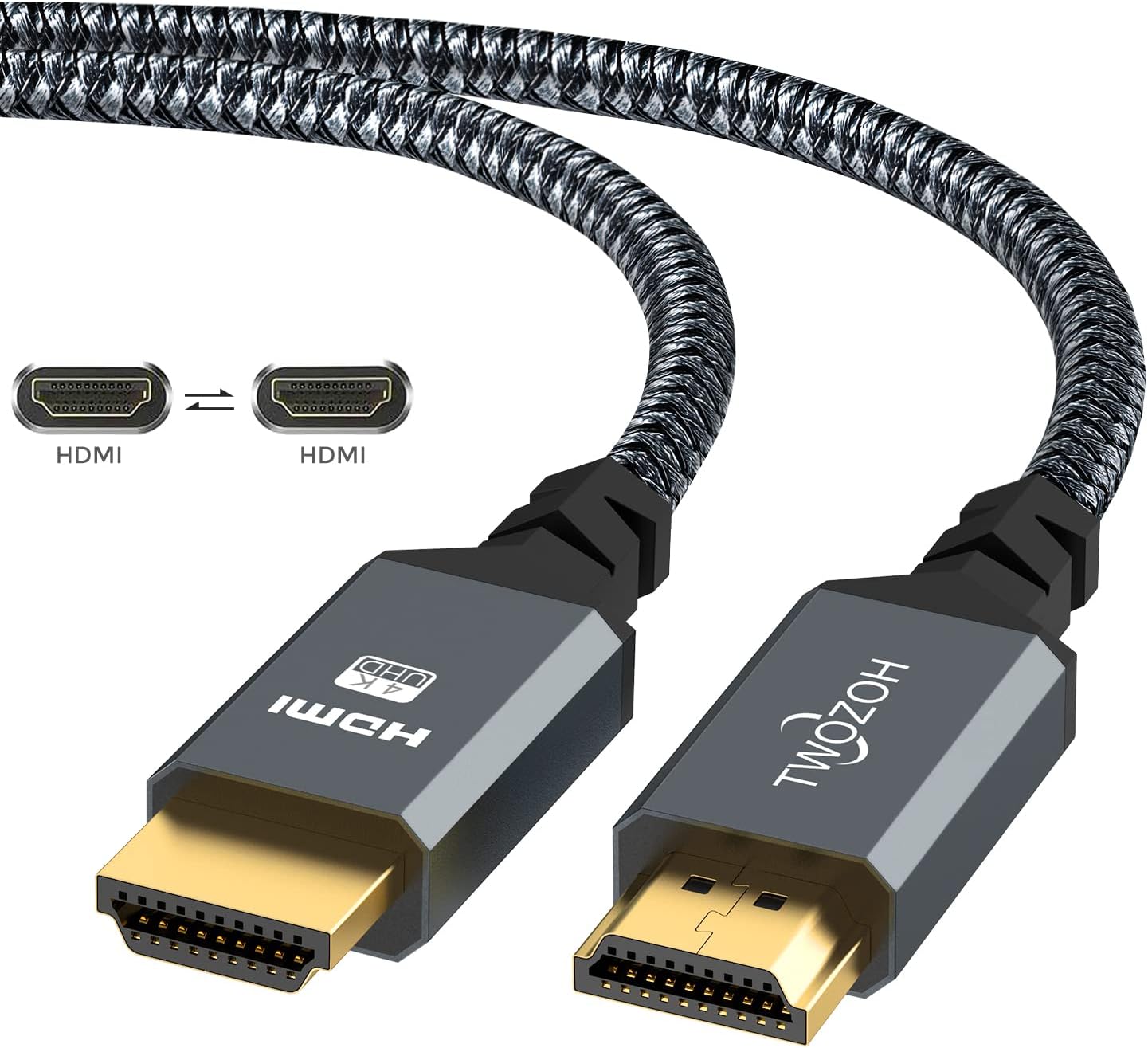 Twozoh Câble HDMI 4K 5M, Haute Vitesse 60HZ 18Gbps Nylon Tressé HDMI
