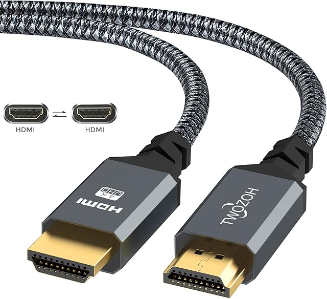 Twozoh HDMI 2.0 Cable 2M/6FT, High-Speed Braided HDMI to HDMI Cord support 4K/60HZ 18Gbps 2.0a/2.0b/1.4a/2160p/1080p for PS5,PS4,PC,Projector,Monitor,TV, Xbox