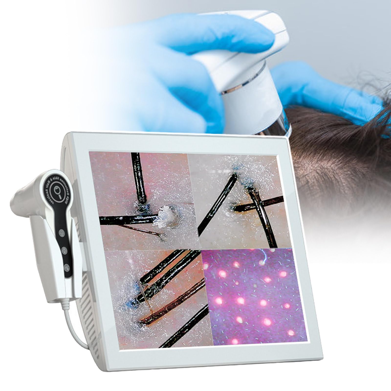 MáQuina De AnáLisis del Cuero Cabelludo De Escritorio, 15 “Equipo De Prueba De Piel Y Cuero Cabelludo con Pantalla LCD, Microscopio Detector De Cabello Profesional,220V