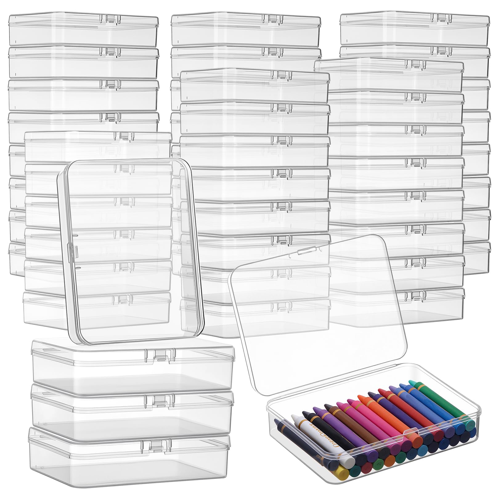 Mini boîte à crayons transparente et empilable Dunzoom avec couvercle étanche pour loisirs créatifs