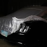 Vista 3 de Juego de 10 paños de plástico transparente blanco, 9 x 12 pies, protector para pintores de automóviles, protección contra derrames de pintura