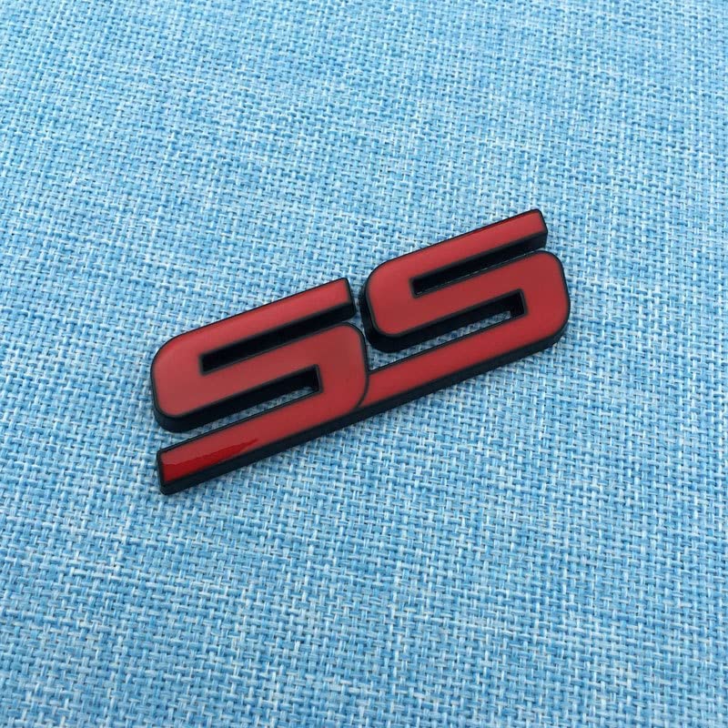 1Pc Front Door SS Emblem 3D Metal Badge Sticker Decals Replacement for 06-10 Chevr-olet 15211285 (Black Red)