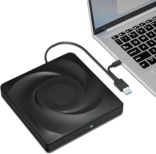 Wbacon External Blu-ray Drive, USB 3.0 Type-C Optical External DVD Drive Burner, External Bluray Burner Compatible with Windows/MacOS/Linux Laptop…