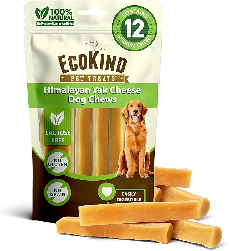 Petisco Mastigável de Queijo de Iaque do Himalaia para Cães Médios EcoKind Pet Treats, 12 unidades
