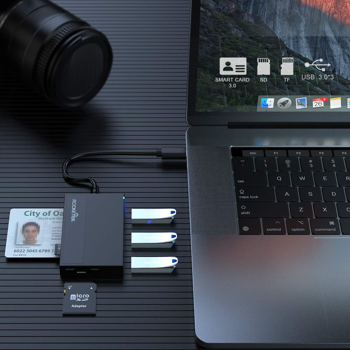 Buy USB ID Card Reader, SD/TF Smart Card Reader with 3 USB 3.0 and