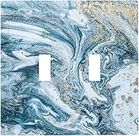 Vista 47 de Cubierta de Pared de Interruptor y Toma de Corriente de 1 Gang de Patrón Texturizado de Mármol Turquesa Oscuro Azul Gris Moderno Abstracto de Lujo