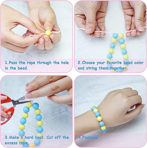 Miniatura 4 de 60 cuentas de silicona, cuentas de silicona azul lago de 0.59 pulgadas para hacer llaveros, pulseras y collares, cuentas redondas de silicona para