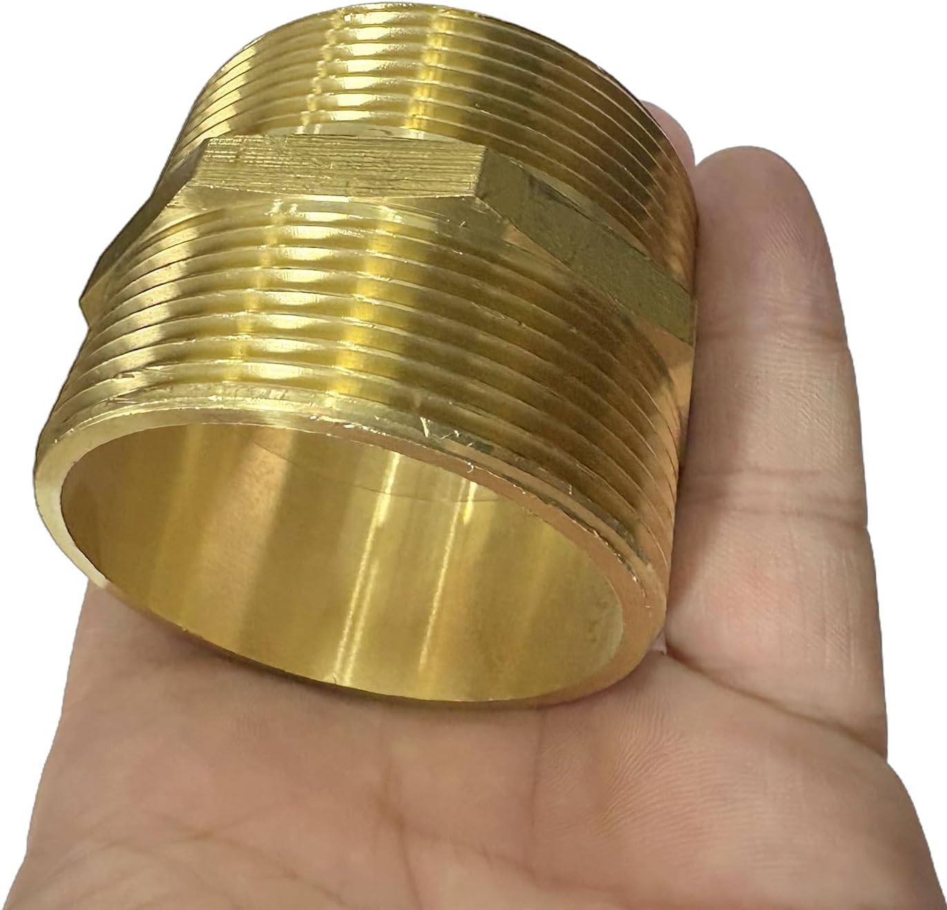 2" Male Threaded Hex Nipple Brass NPT Pipe Fitting Pipe Adapter Straight Connectors for Air, Gas, Oil, Fuel, Propane Pack of 2