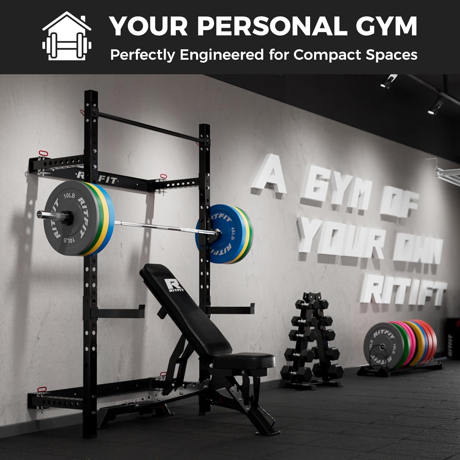 RitFit Squat Rack in a personal gym setting