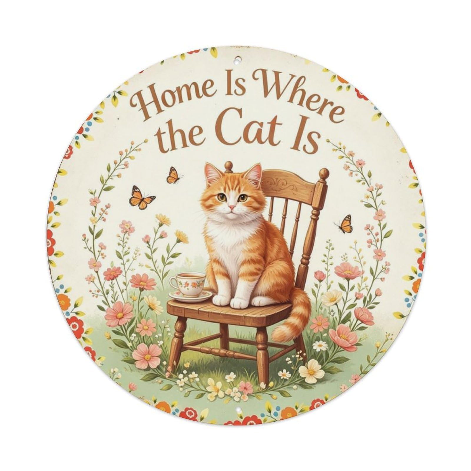Home Is Where The Cat Is Metal Tin Sign Plaque