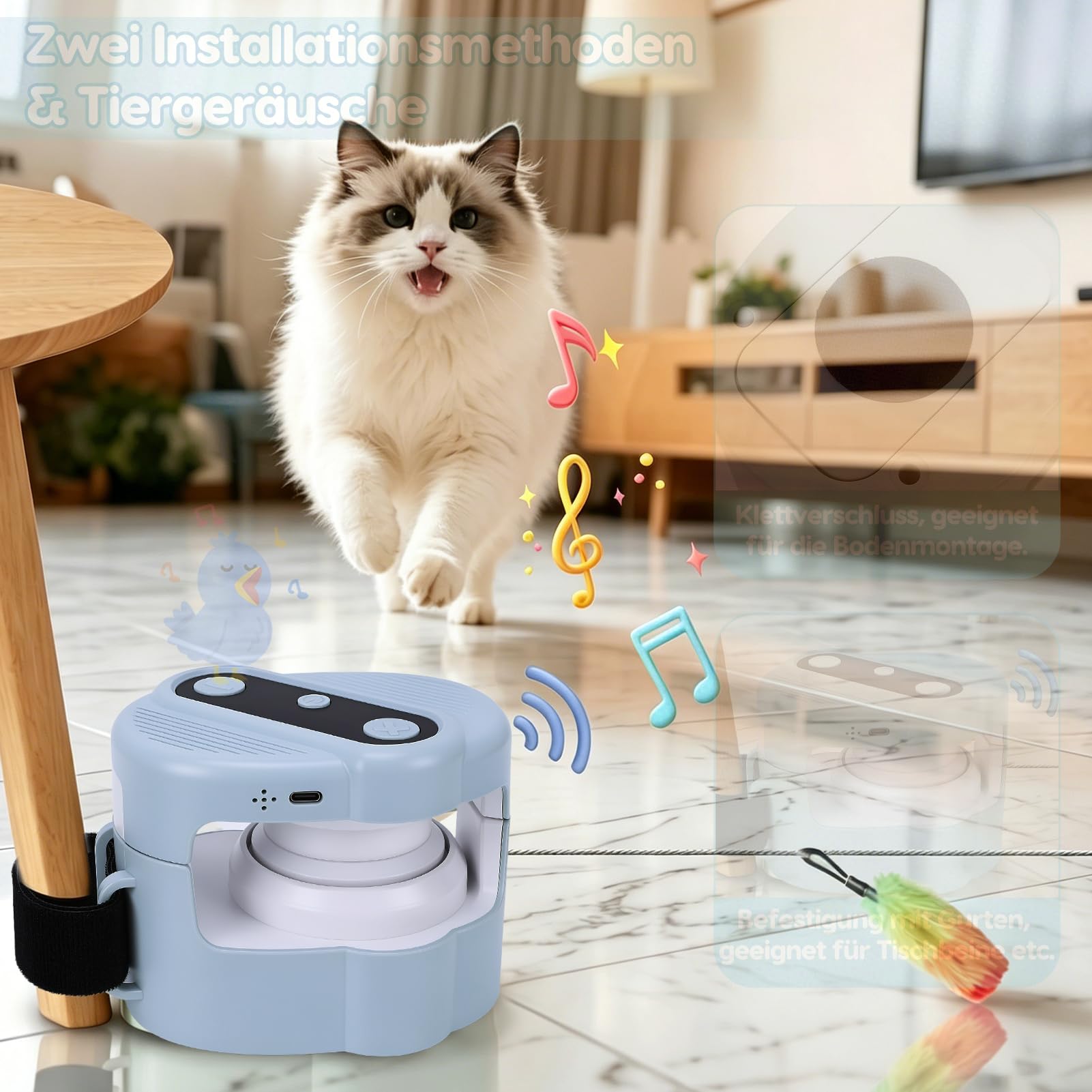 VINGVO Juguete interactivo para gatos, cinta de correr para gatos, juguete eléctrico con mando a distancia (azul claro)