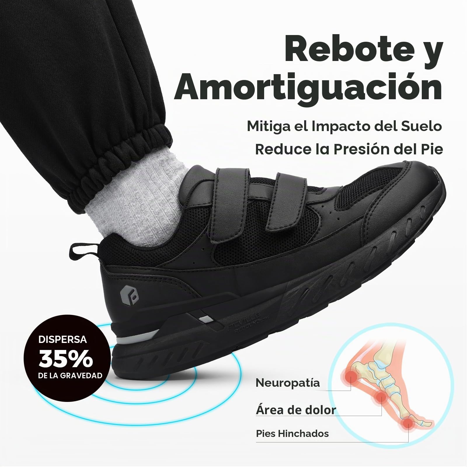 FitVille Zapatillas Deportivas Hombre Extra Ancho Zapatos Caminar Comodos Calzado Casual Antideslizantes