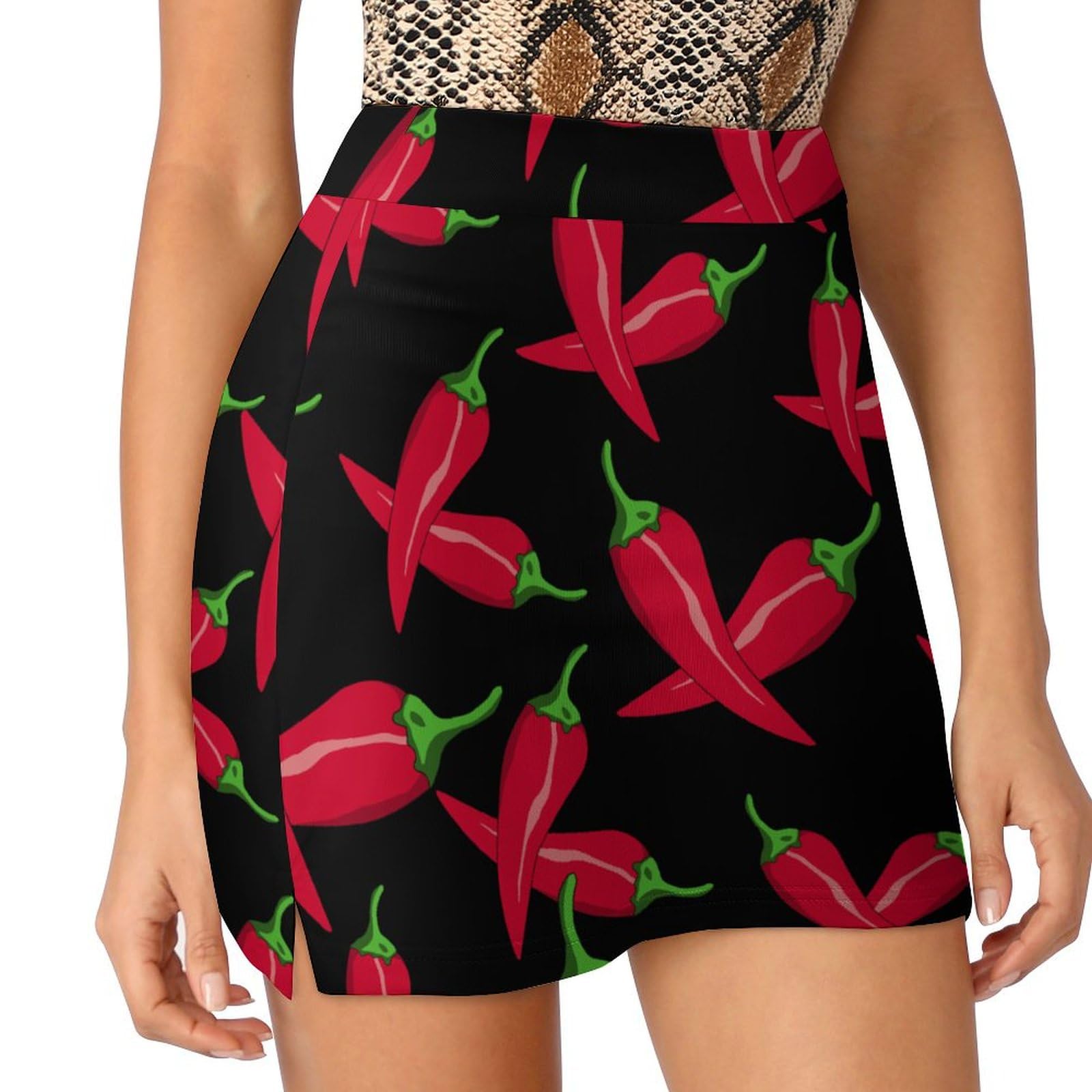Chili Pepper Cross Women's Skorts Casual Tennis Skirts with Pockets Mini Athletic Shorts L