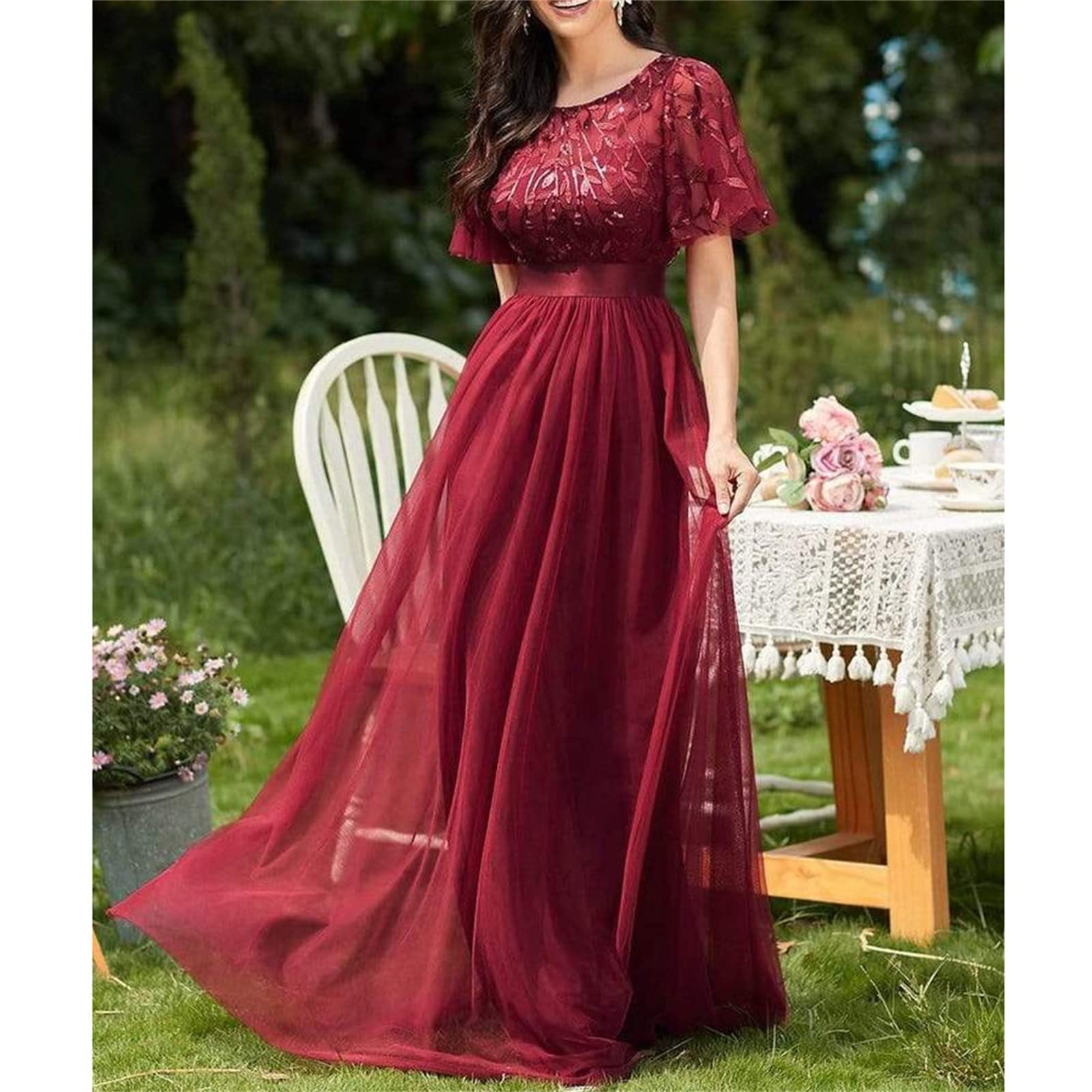 Amazon.co.jp: レディースエレガントウエディングイブニングドレス