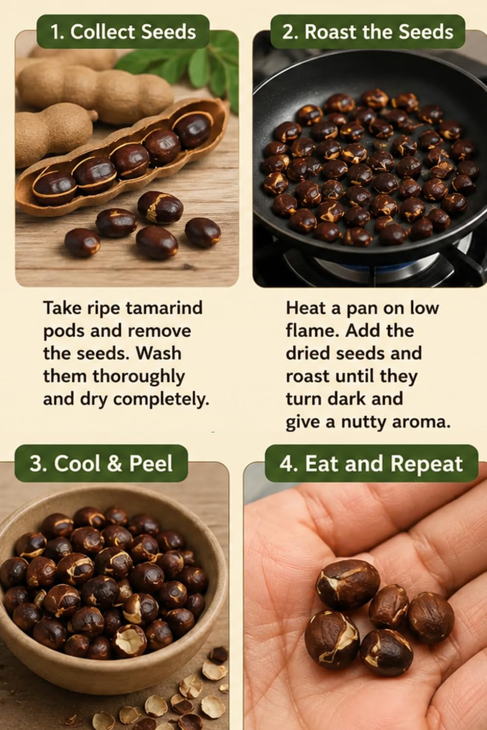 Traditional Tamarind Seed Remedies for Knee Comfort: To relieve knee pain, roast and eat tamarind seeds.