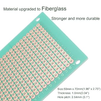 10-Pieces 50mm x 70mm Copper Strip PCB Board, 368 Holes Perfboard, Universal Stripboard Printed Circuit Board for Soldering Prototyping Testing Repair DIY