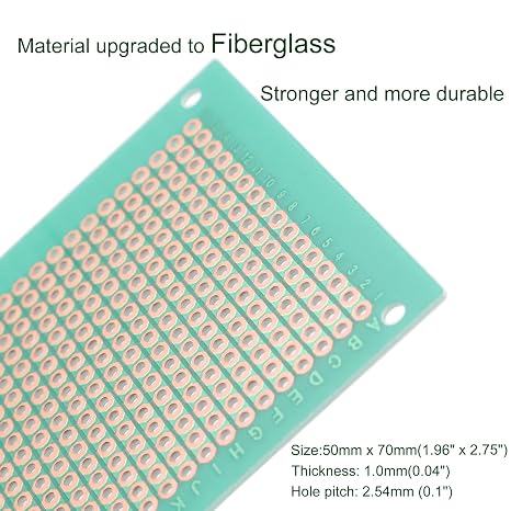 10-Pieces 50mm x 70mm Copper Strip PCB Board, 368 Holes Perfboard, Universal Stripboard Printed Circuit Board for Soldering Prototyping Testing Repair DIY