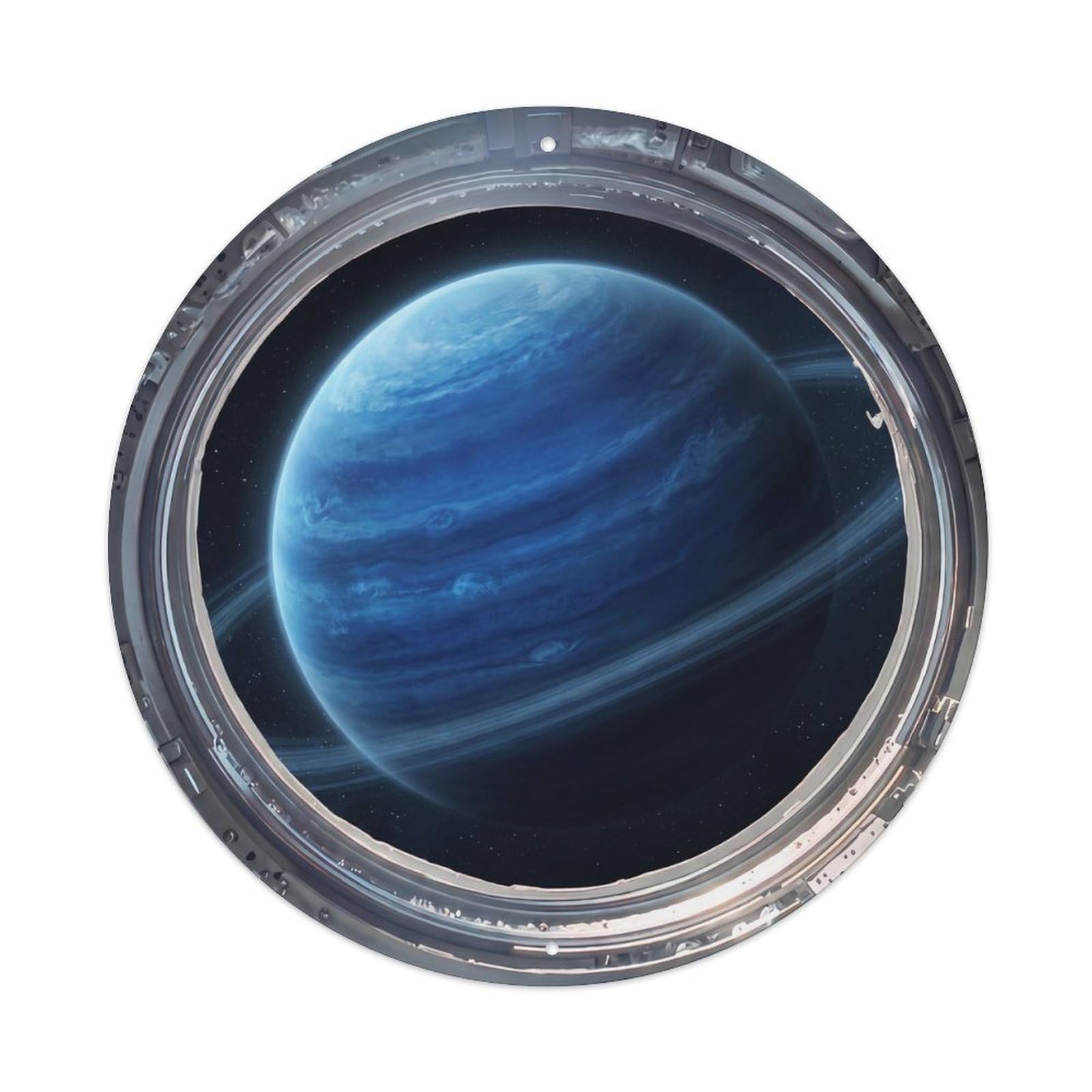 Metal Tin Sign Deep Blue Ice Giant from Space Station
