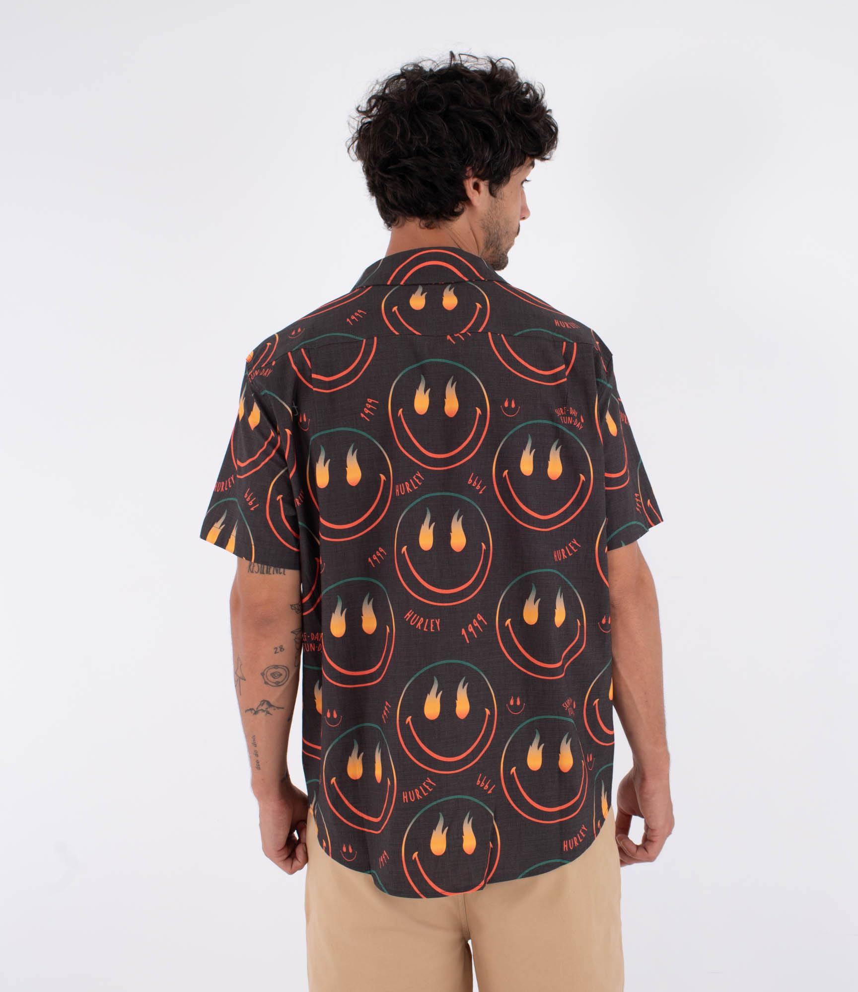 Hurley Men's Short-Sleeved Shirt - Printing Press Happy Face T-Shirt Hombre (Pack de 1)