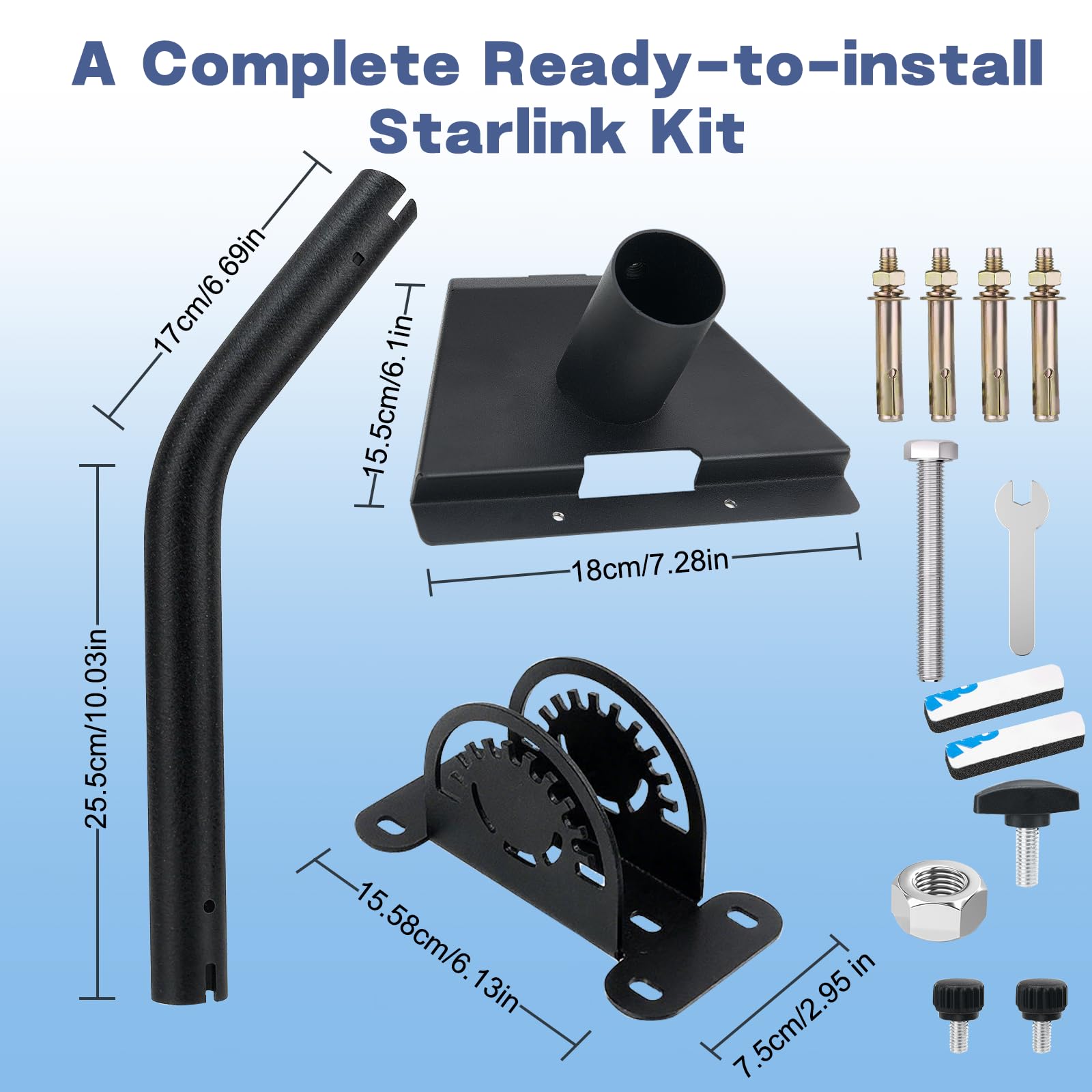 Starlink Gen 3 Supporto, Starlink V3 a 360° orientabile, adattatore per tubo Starlink Gen 3 per kit Internet satellitare Gen3 Starlink, per camper, balconi e pali esistenti
