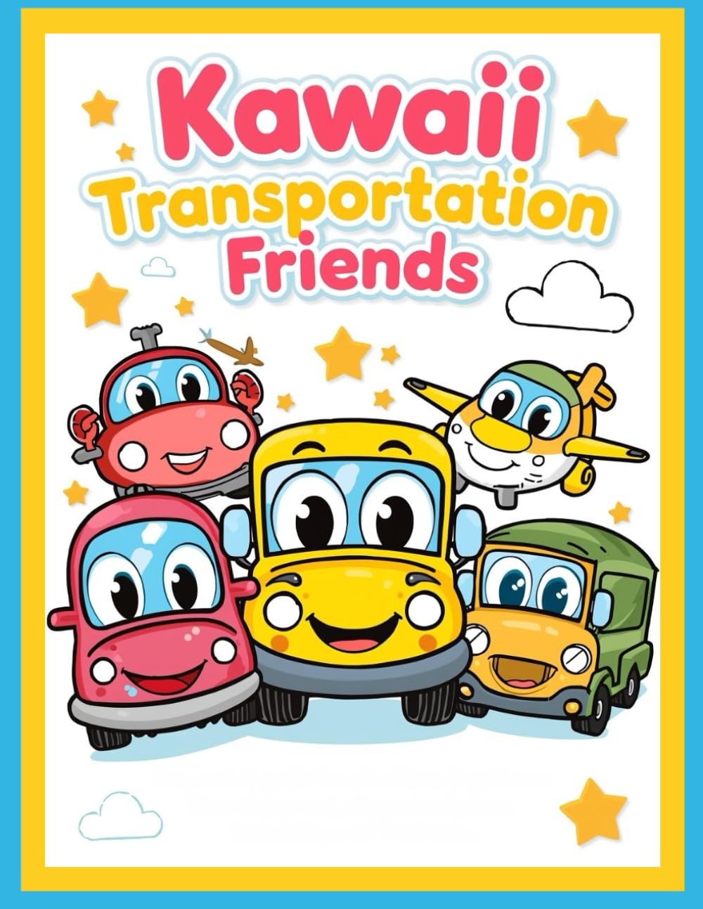 Kawaii Transportation Friends: Cute Vehicles Come to Life Adorable Cars, Trains, Planes & More in a Fun Coloring Adventure