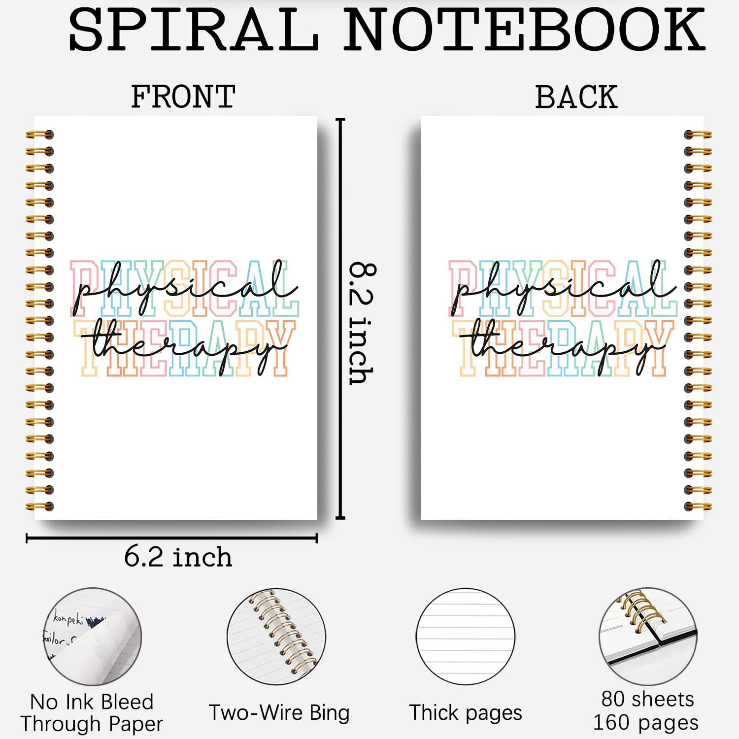 Physical Therapy Gifts Notebook, Physical Therapist Gifts Journal, PT Month Gifts, Therapy Notebook, Gifts for Physical Therapists Spiral Notebook 5.5x8.3 Inches - Image 2