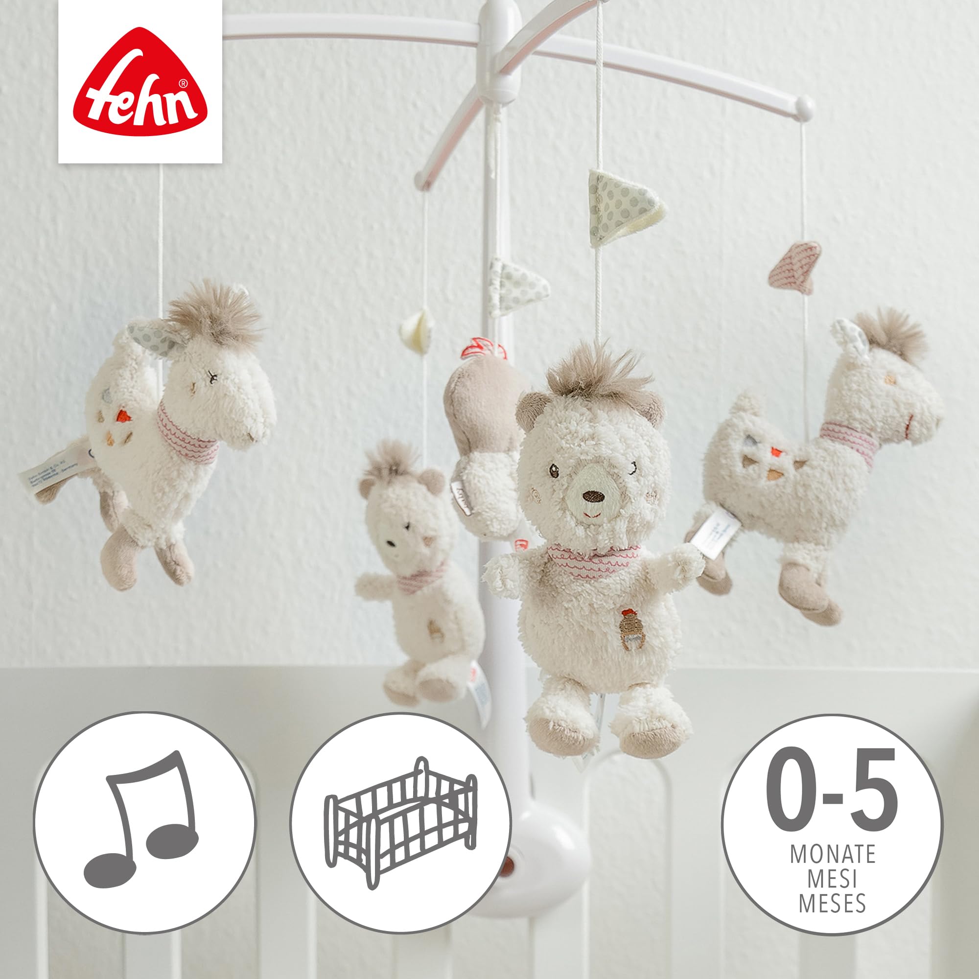 Fehn Música móvil Perú - Mobile a carica con melodia Sabes cuántas estrellas hay y figuras para tranquilizar y entretener - con fijación a la cama para bebés de 0 a 5 meses