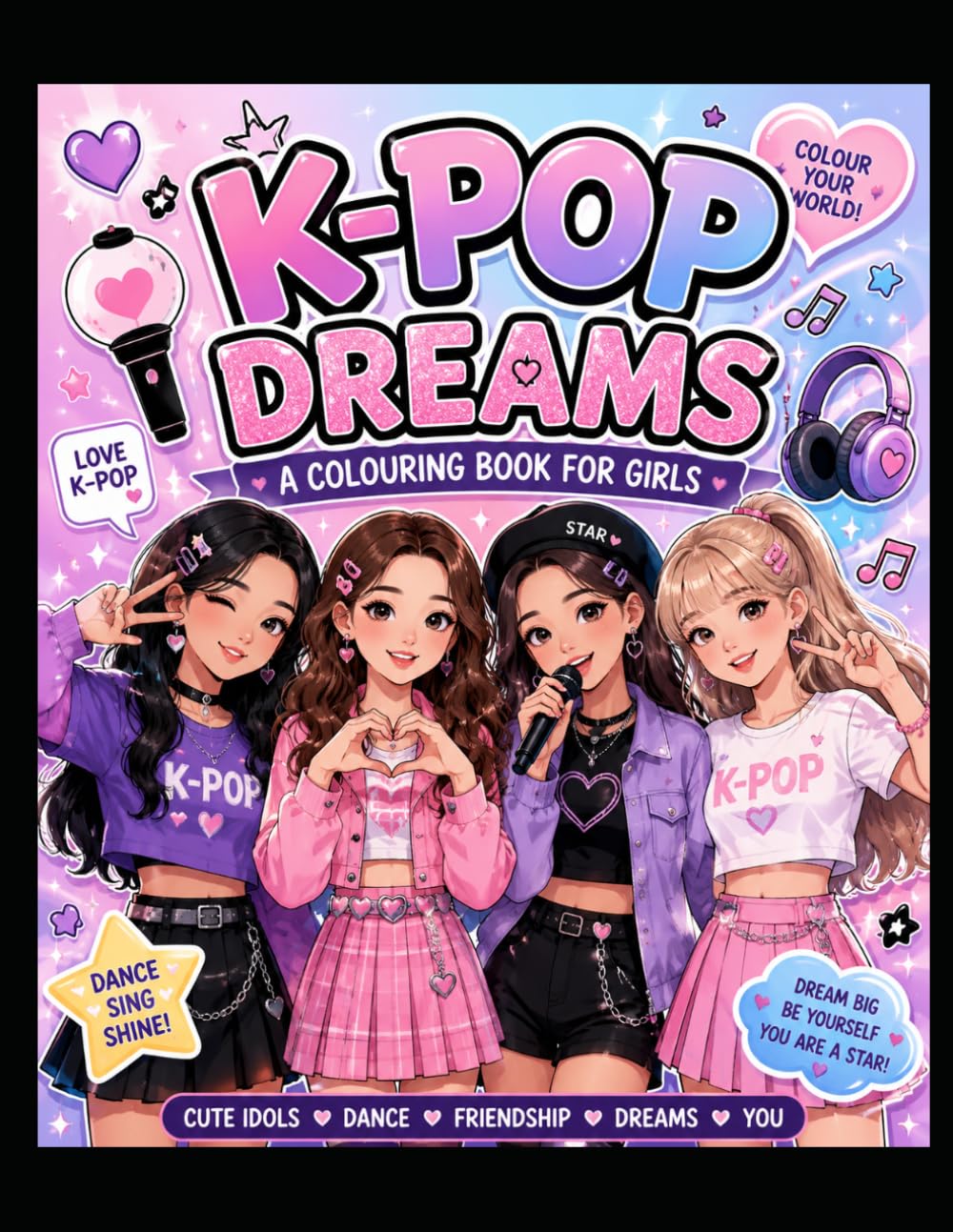 K-POP Dreams: A colouring book for girls