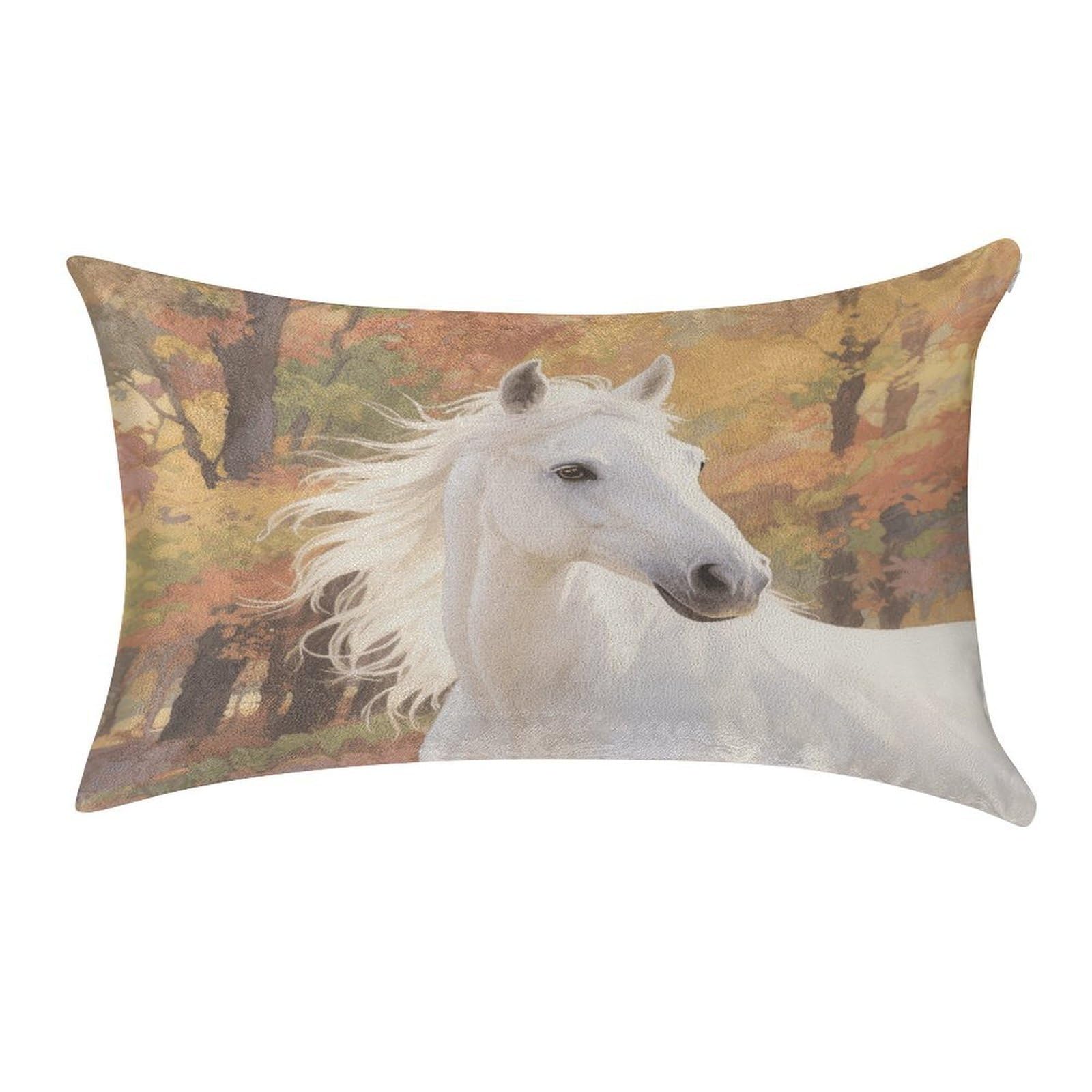 VstaDank Watercolor White Horse Pillow Covers Rectangular Cushion Case Cozy Decorative Throw Pillowcase Luxury Lumbar Pillow Shells with Zipper Soft Velvet Pillows Shams 12 X 20 in