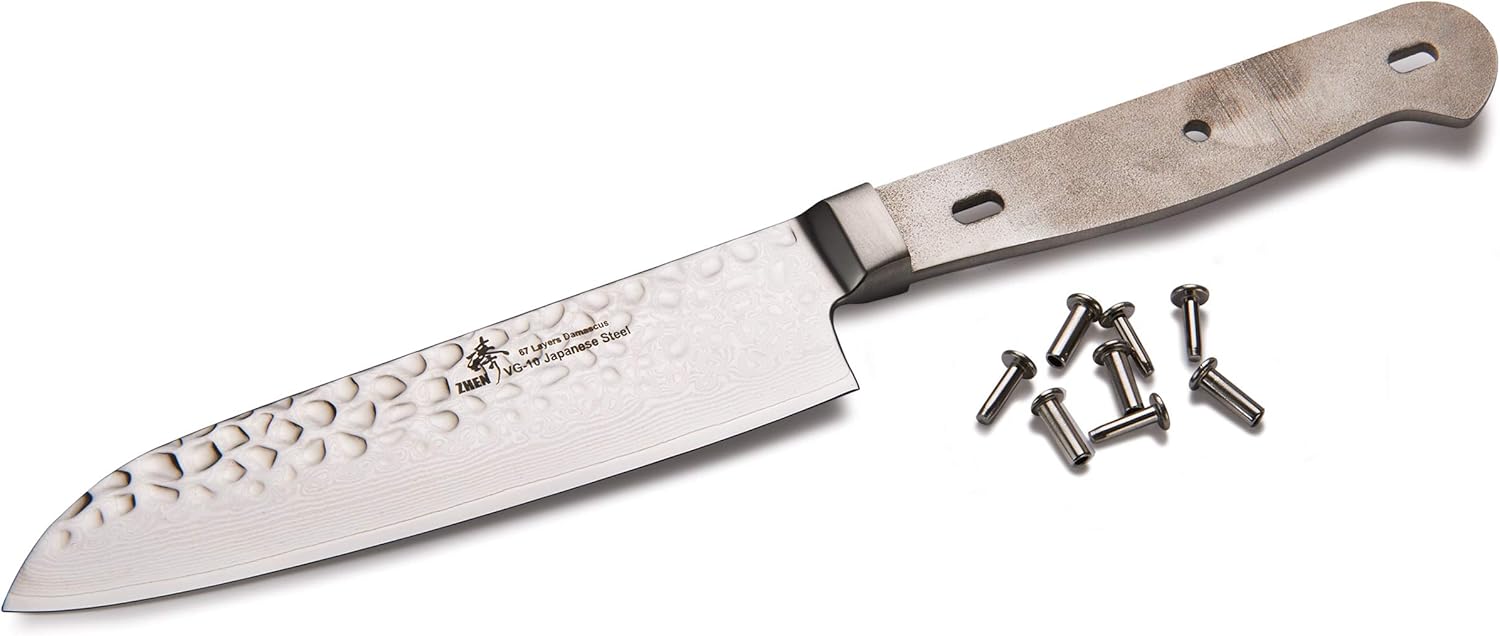 ZHEN Hammered Surface Damascus Santoku 9-1/4" Knife Blank, 4-13/16" L X 5/64" T