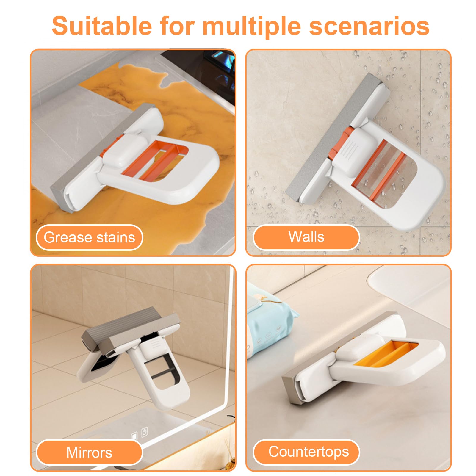 Fregona Autoescurrible, Plegable Mini Mopa, Mini Mop con 3 Esponja de Repuesto para Pisos, Dormitorios, Comedores, Cocinas y Encimeras de Baño