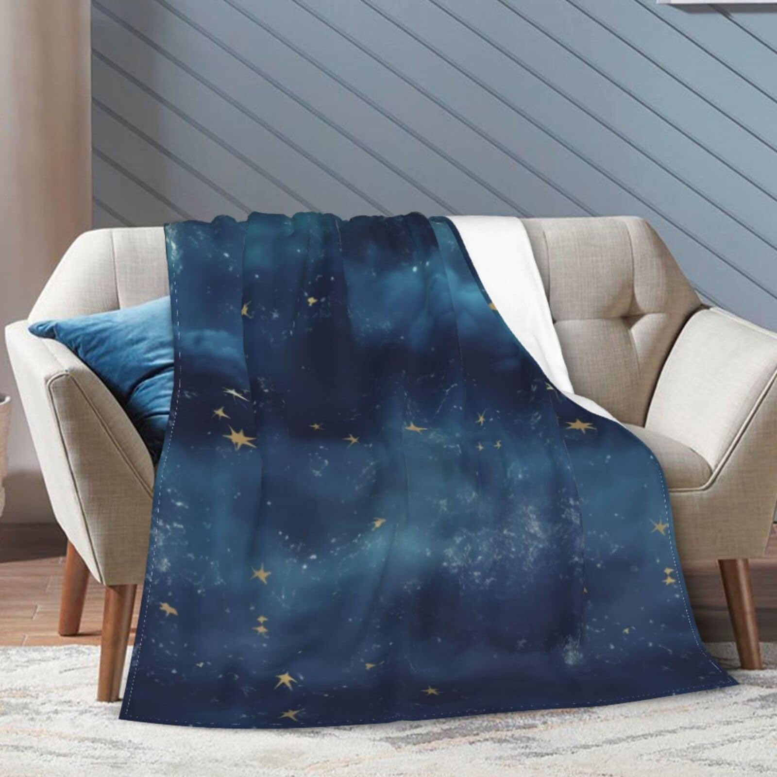 Couverture pelucheuse cadeau idéal KHiry plaid doux motif étoiles salon