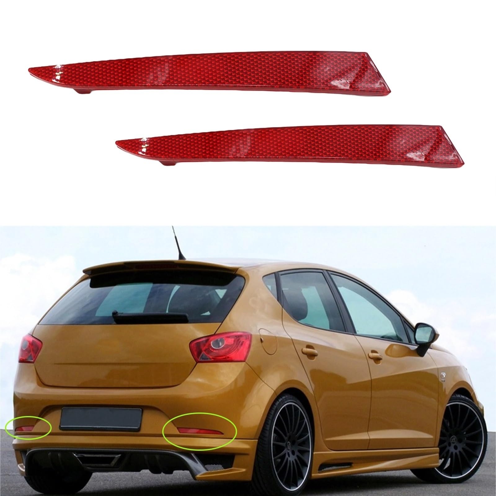 Catadiottro Posteriore Compatibile Con Seat Per IBIZA 2009-2012 Auto Paraurti Posteriore Riflettore Lampada Arresto Segnale Girata Avvertimento Luce Kit Accessori 6J4945105(Right)