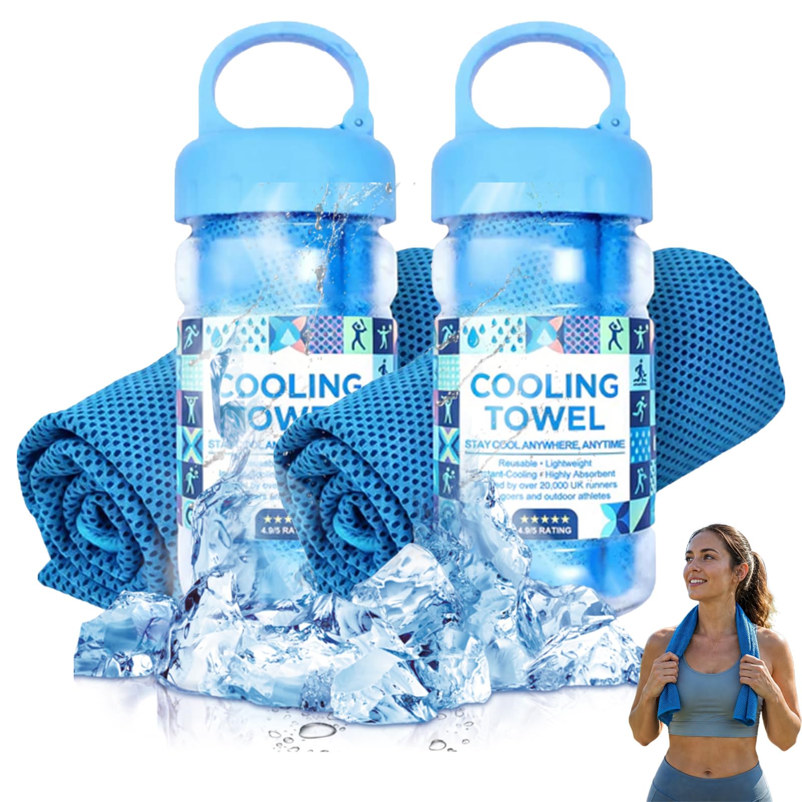 Sunny Bee Cooling Towel, 100x30cm Ice Towel With Storage Bottle Sweat Towel