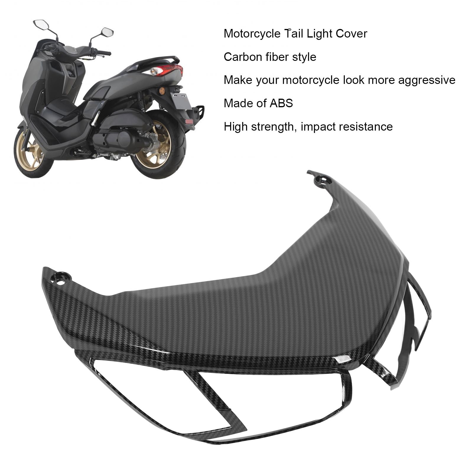 Cubierta de Luz Trasera Estilo Fibra de Carbono para NMAX 125155 2020-2024, Diseño Elegante y ABS Duradero, Fácil Instalación con Tornillos Originales Fijos