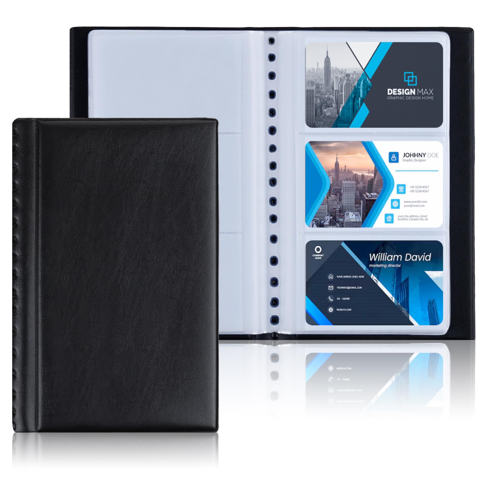 Zacro Porta Biglietti da Visita in PVC 240 Carte Portafoglio Porta Carte di Credito Nero