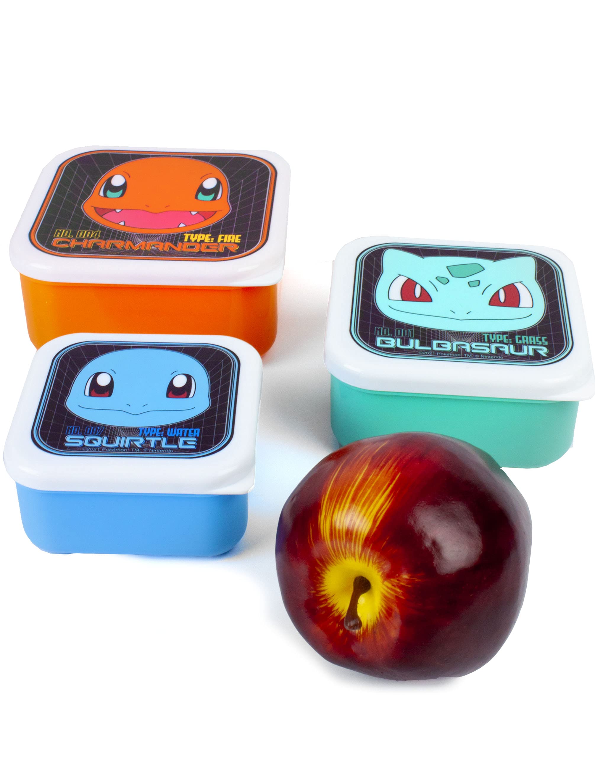 Pokemon Lunchtaschen-Set | Abenteuer mit Pikachu, Bulbasaur, Squirtle, Charmander | 5-teilige Schulessentasche mit BPA-freier Wasserflasche und Snacktöpfen | Spaß in Einheitsgröße