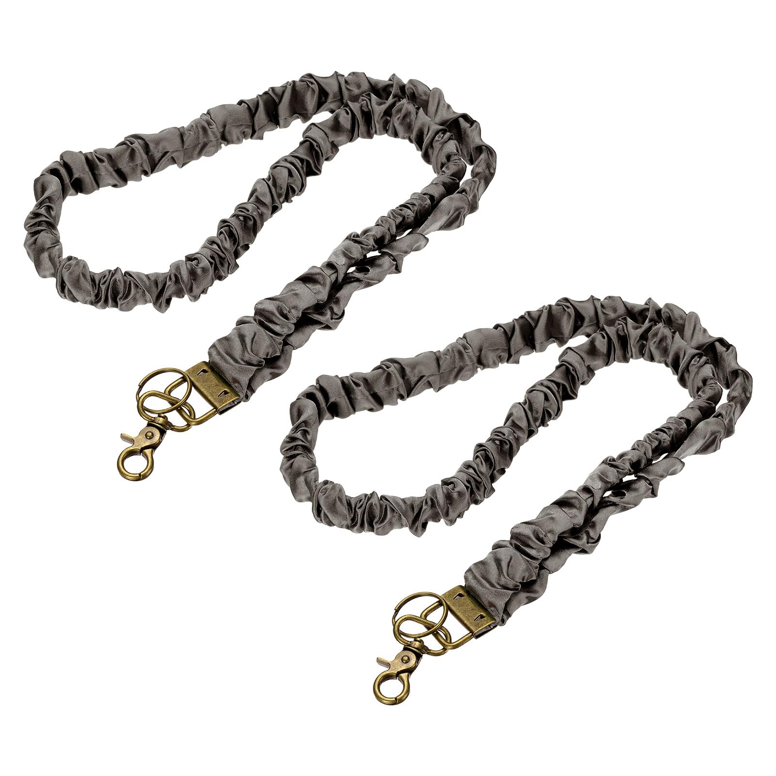PATIKIL Scrunchie Lanyard Teacher, 2 Pack Stretchy Lanyards for Teachers Cute Lanyards ID Badge Holder with Clips for Women Keychain Card Holder, Brown