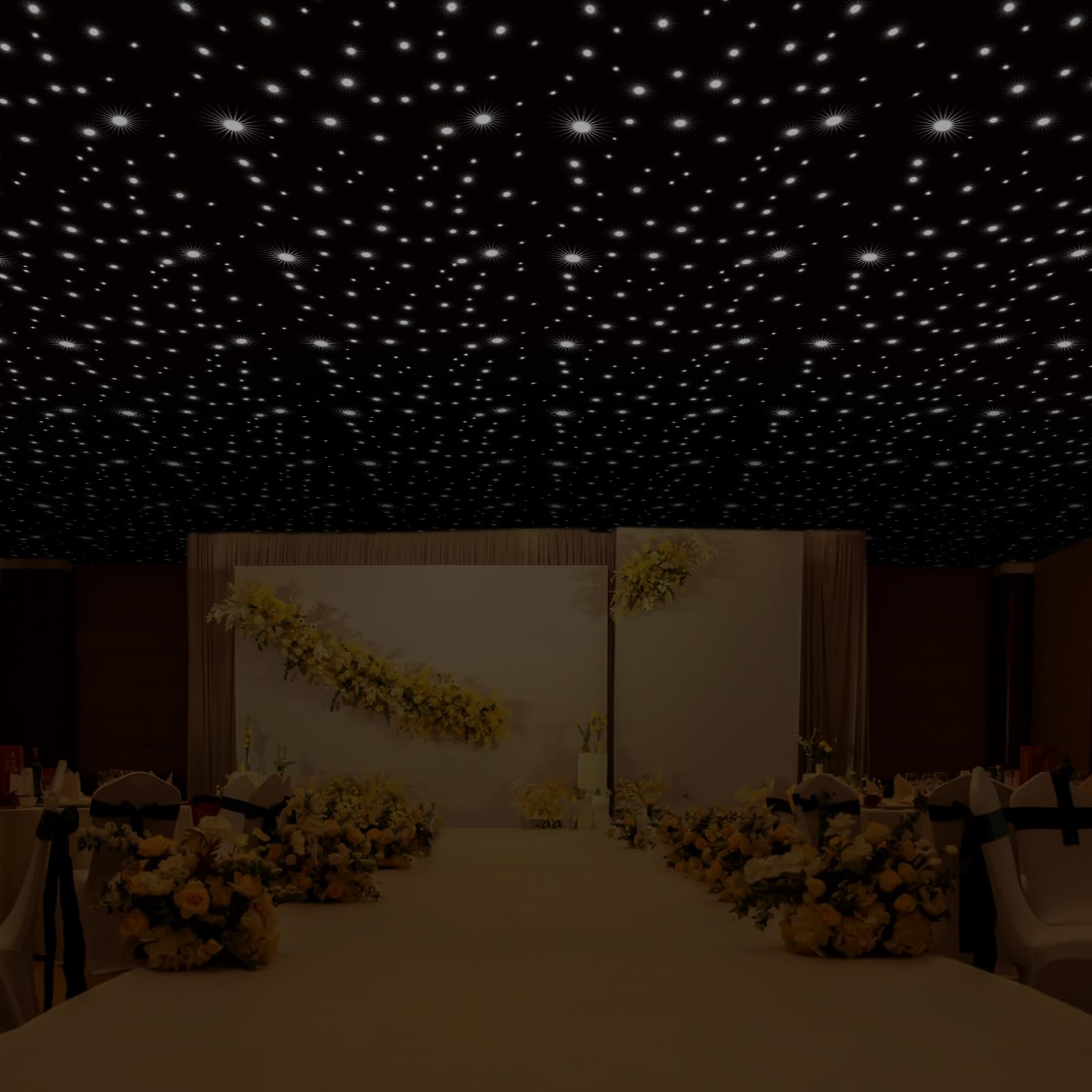 WUPYI LED Backdrop 14ft x 14ft LED Stage Sky Cloth Background White Star Curtain DMX Control for Wedding Party Band DJ Event Stage Show Decoration
