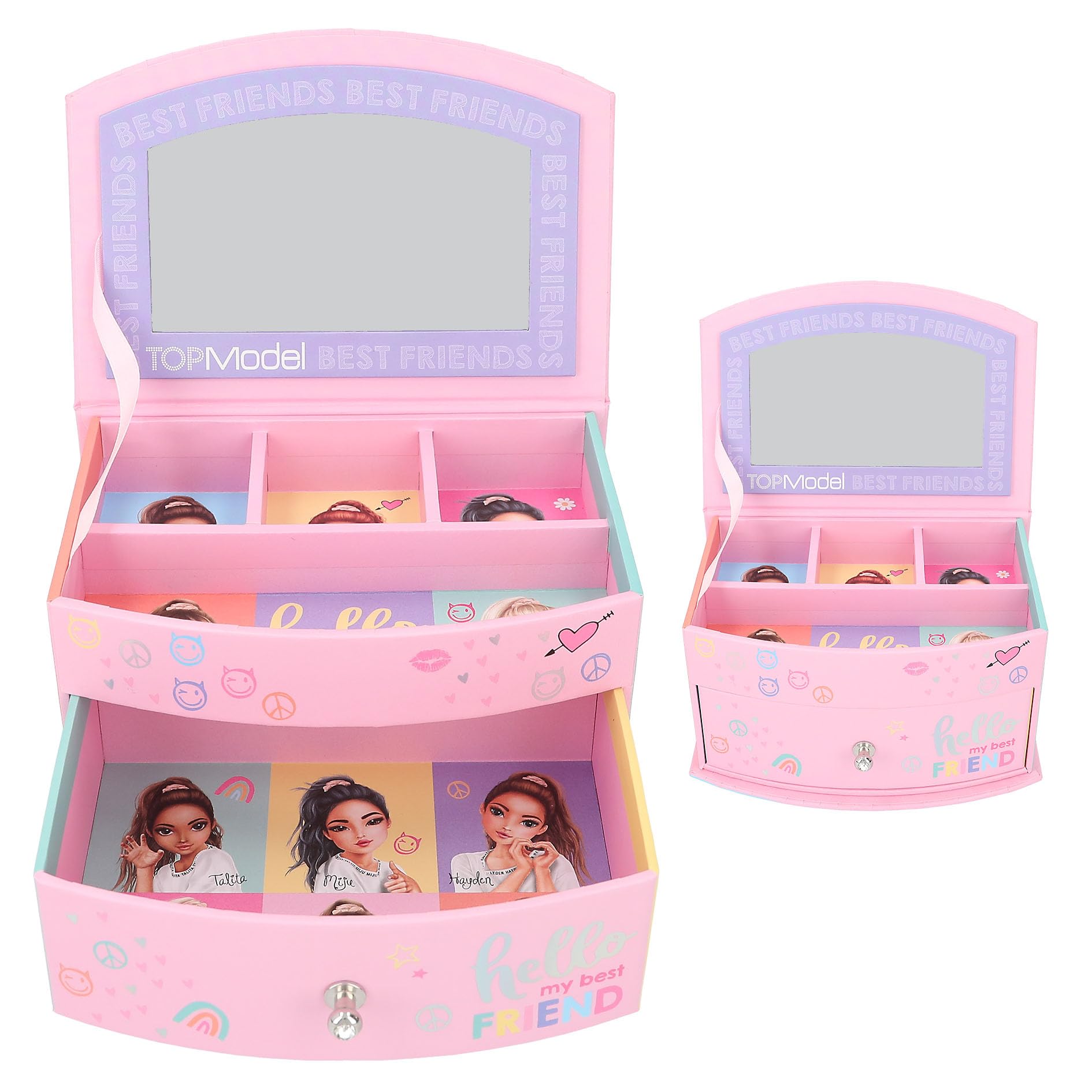 Depesche TOPModel Snap Shots Joyero Pequeño Rosa con Espejo y Tapa Abatible