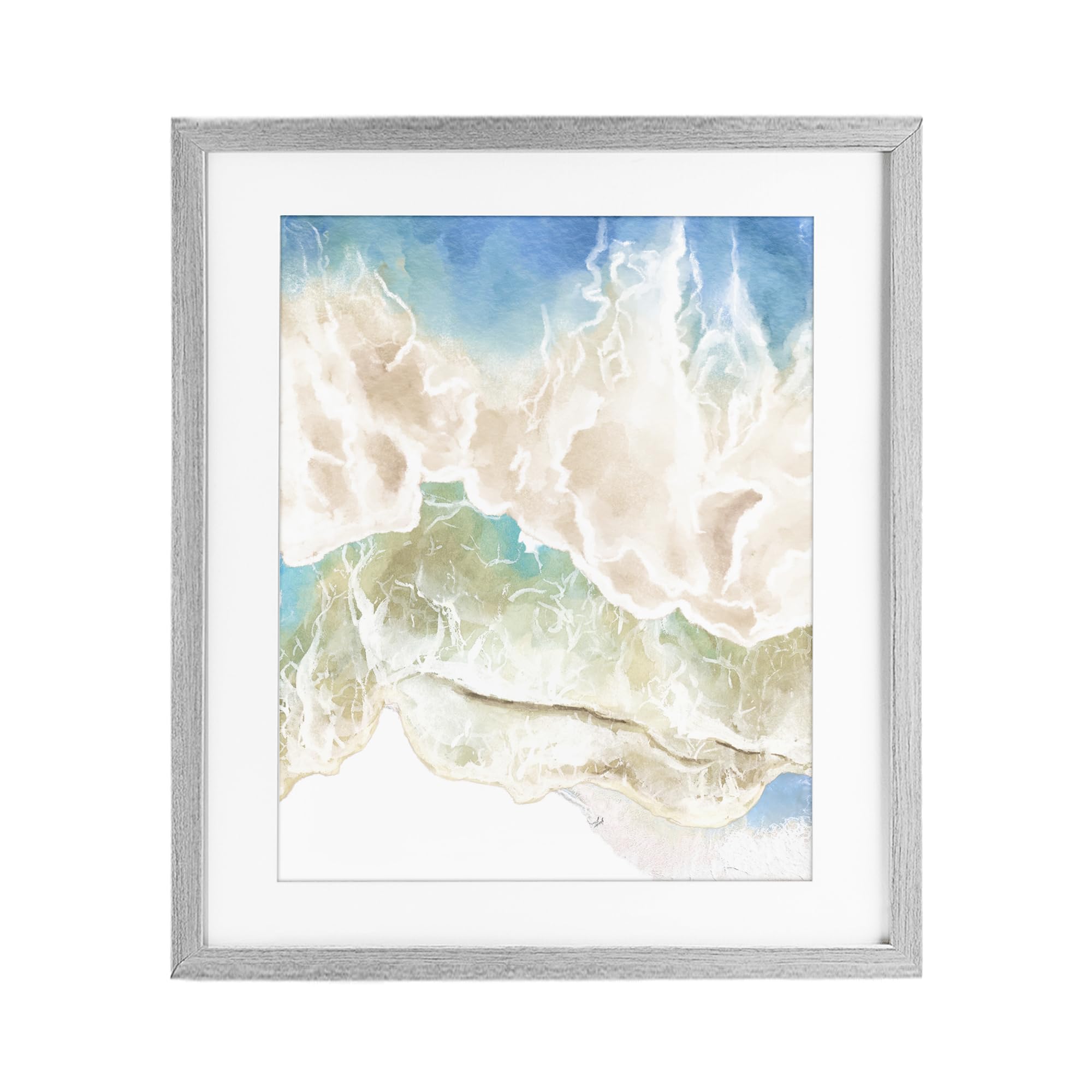 Stupell Industries Washed Tide Ocean Waves 'Washed Away Tide Abstract', Framed Print Under Glass, Gray, 17 X 21 Inches, Easy To Hang And Sturdy, Made In Usa, By Jesse Keith