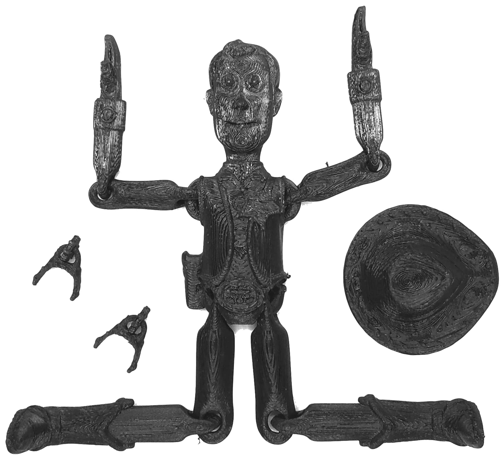 CERO ® 3D Printed Flexible Woody Figure, The Coolest Cowboy in The Wild West Sheriff Woody (Black PLA Plastic)