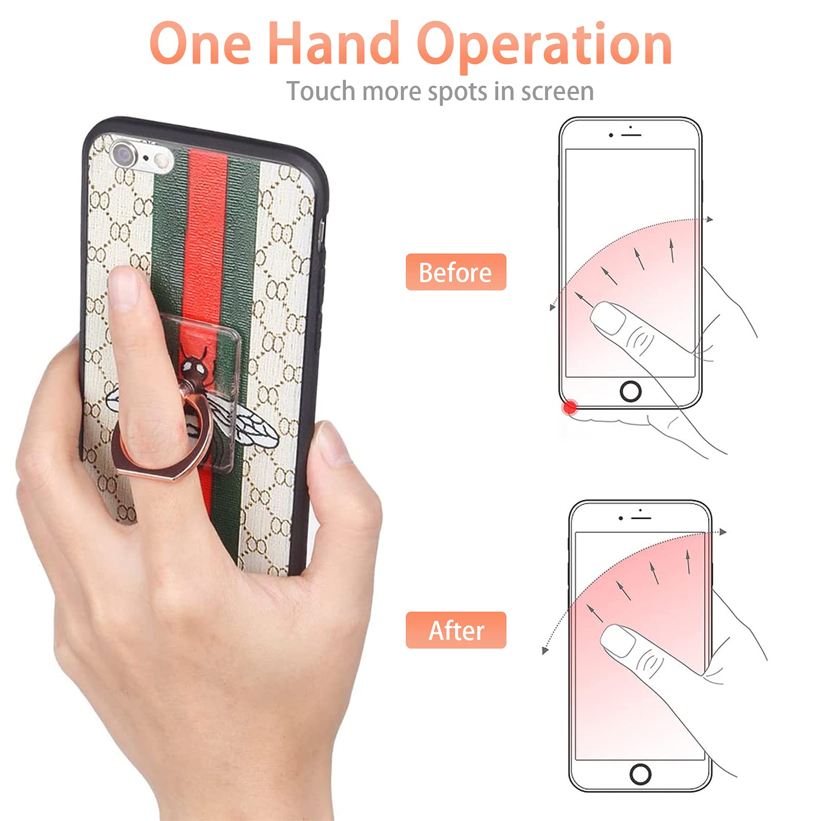 Supporti Per Telefono Con Anello - 4 Design (Cuore, Coniglio, Cerchio, Farfalla), Rotazione 360° - Foto 9