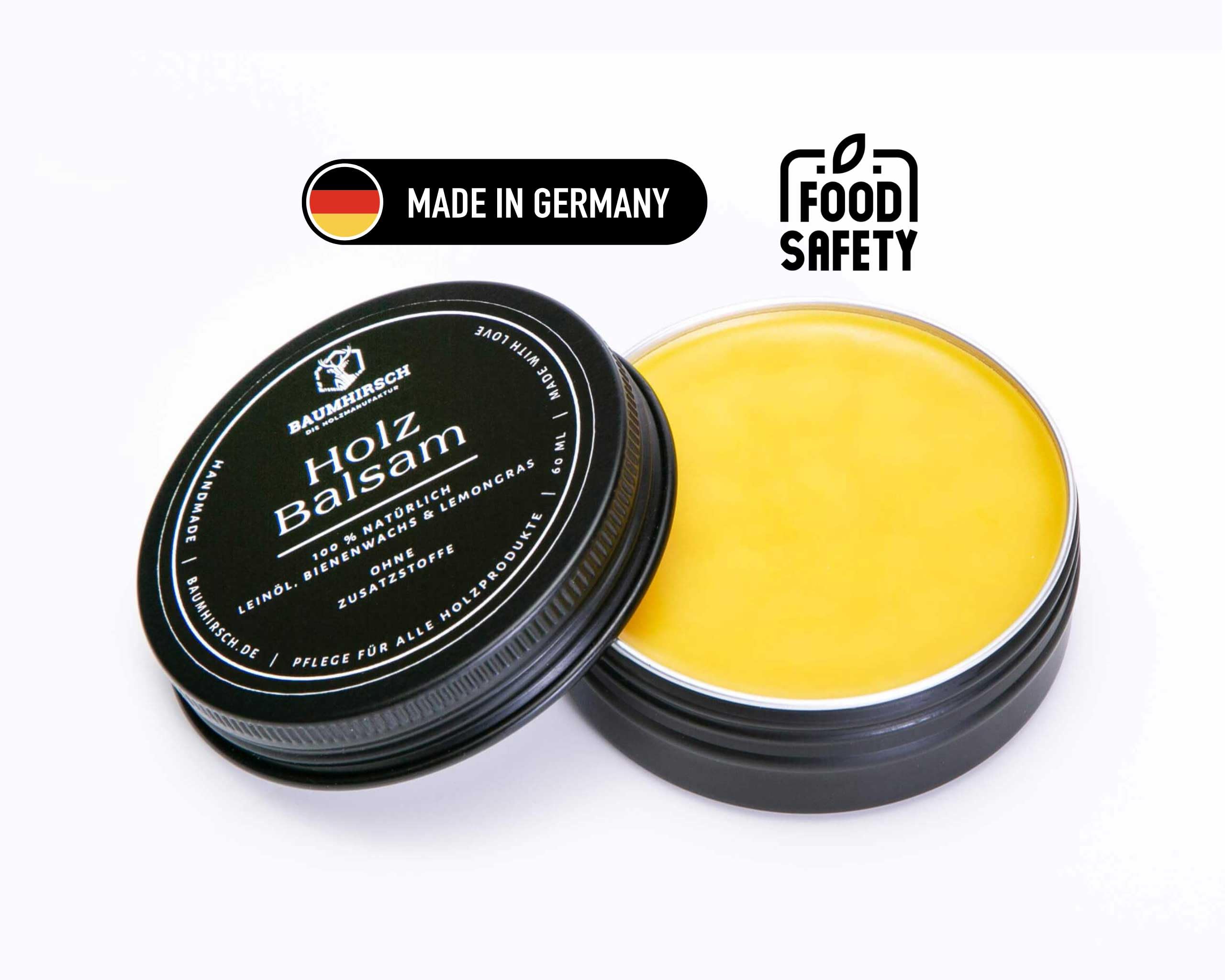 Baume pour bois - Cire naturelle incolore fabriquée en Allemagne - Cire d'abeille et huile de lin - Polissage pour meubles pour planches à découper, bois et meubles - 100 % naturel et