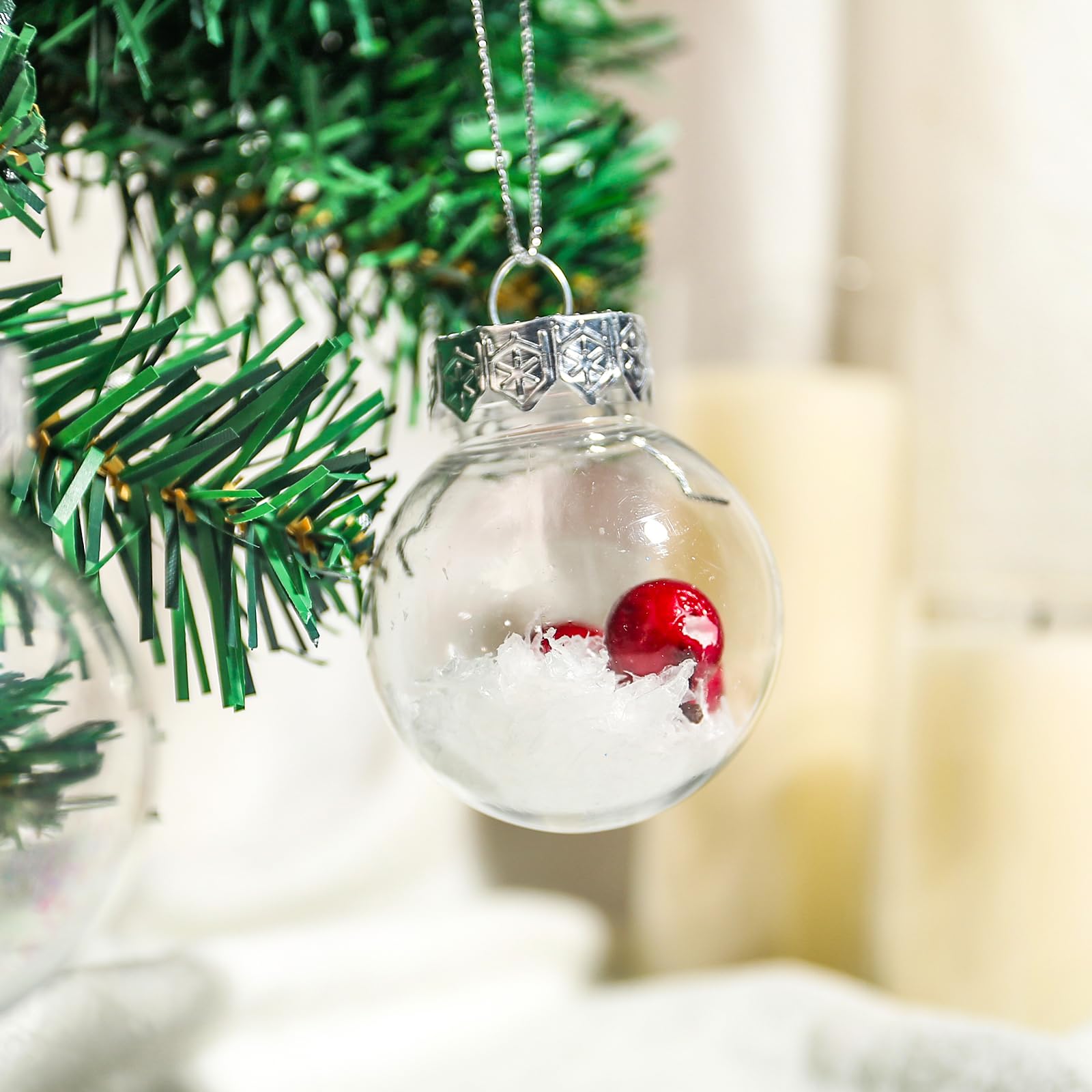 LoveInUSA Clear Plastic Ornaments, 27 pcs ï¼ˆ2 inch/5cm Fillable Christmas Tree Ornaments Clear Plastic DIY Christmas Balls for Christmas Tree Wedding Party Home Decor