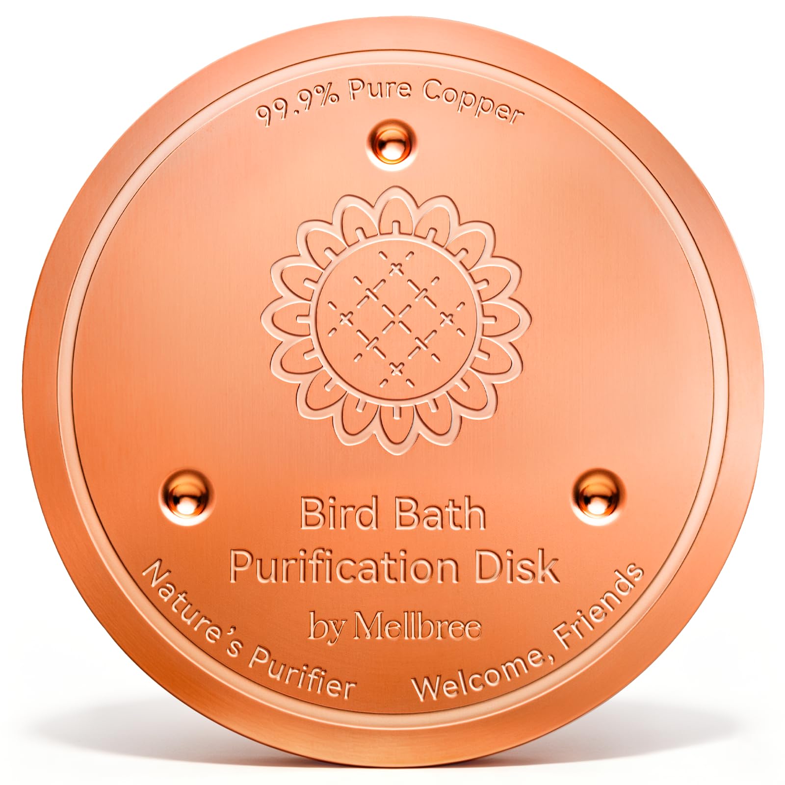 Mellbree Bird Bath Copper Disc, 0.6mm 99.99% Pure Copper for Natural Water Care, Fits Most Outdoor Birdbaths, Bowls, Solar &amp; Heated Units (Sunflower)