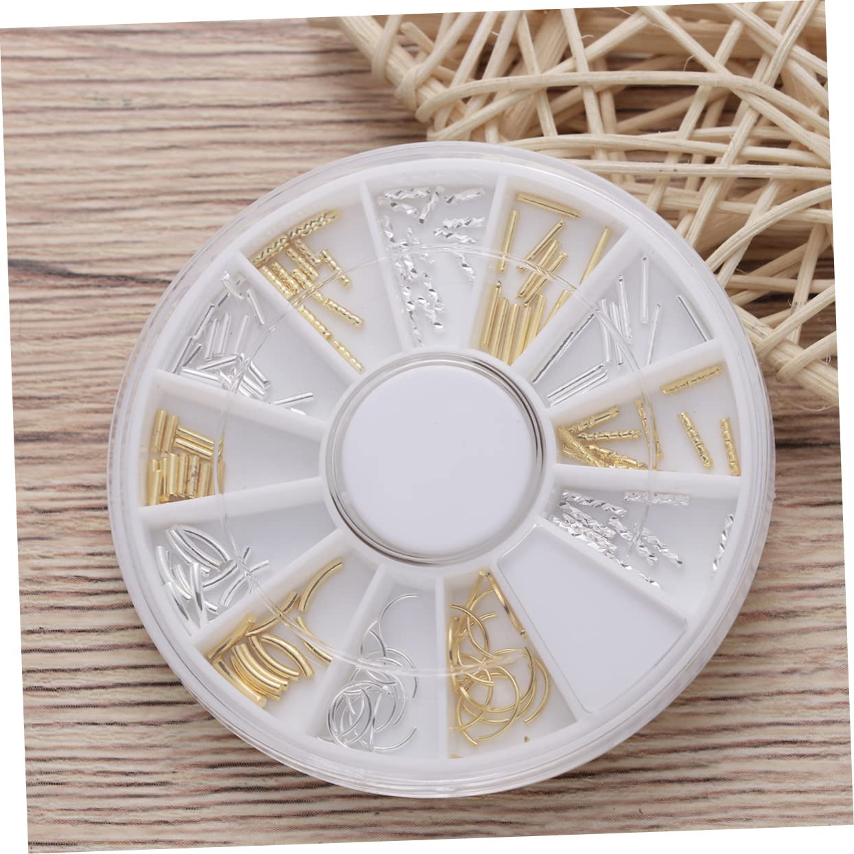 NOLITOY 2 Pcs 12 Nail Art Design Decor 12 Grids Nail Art Metal Rivet Studs DIY Craft Decorations for Girls Women