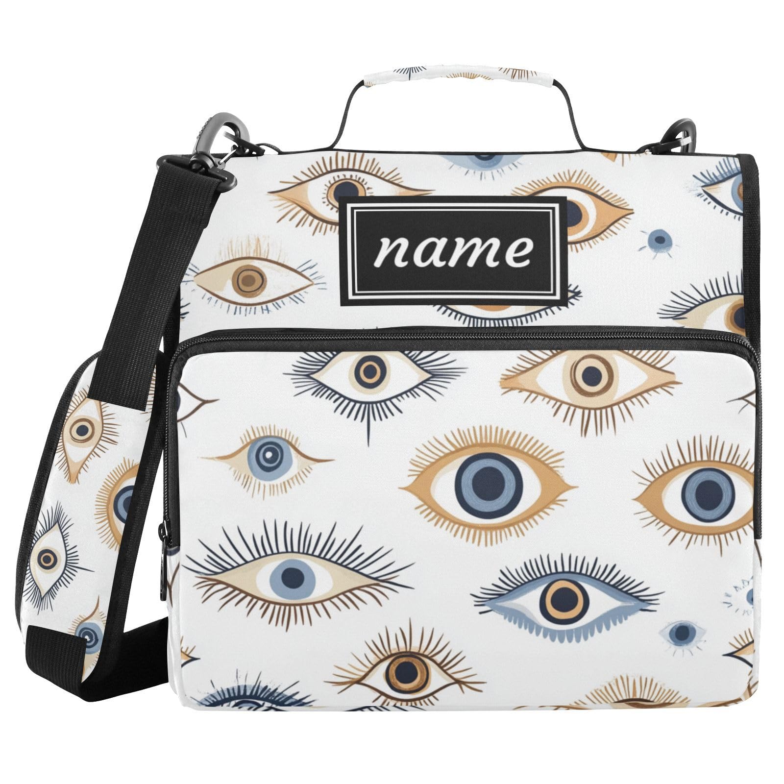 Kcldeci Personalized Zipper Binder 3 Ring，Evil Eye Magic Custom Zipper Binder Organizer 1.5inch for School and Office Expanding File Folder