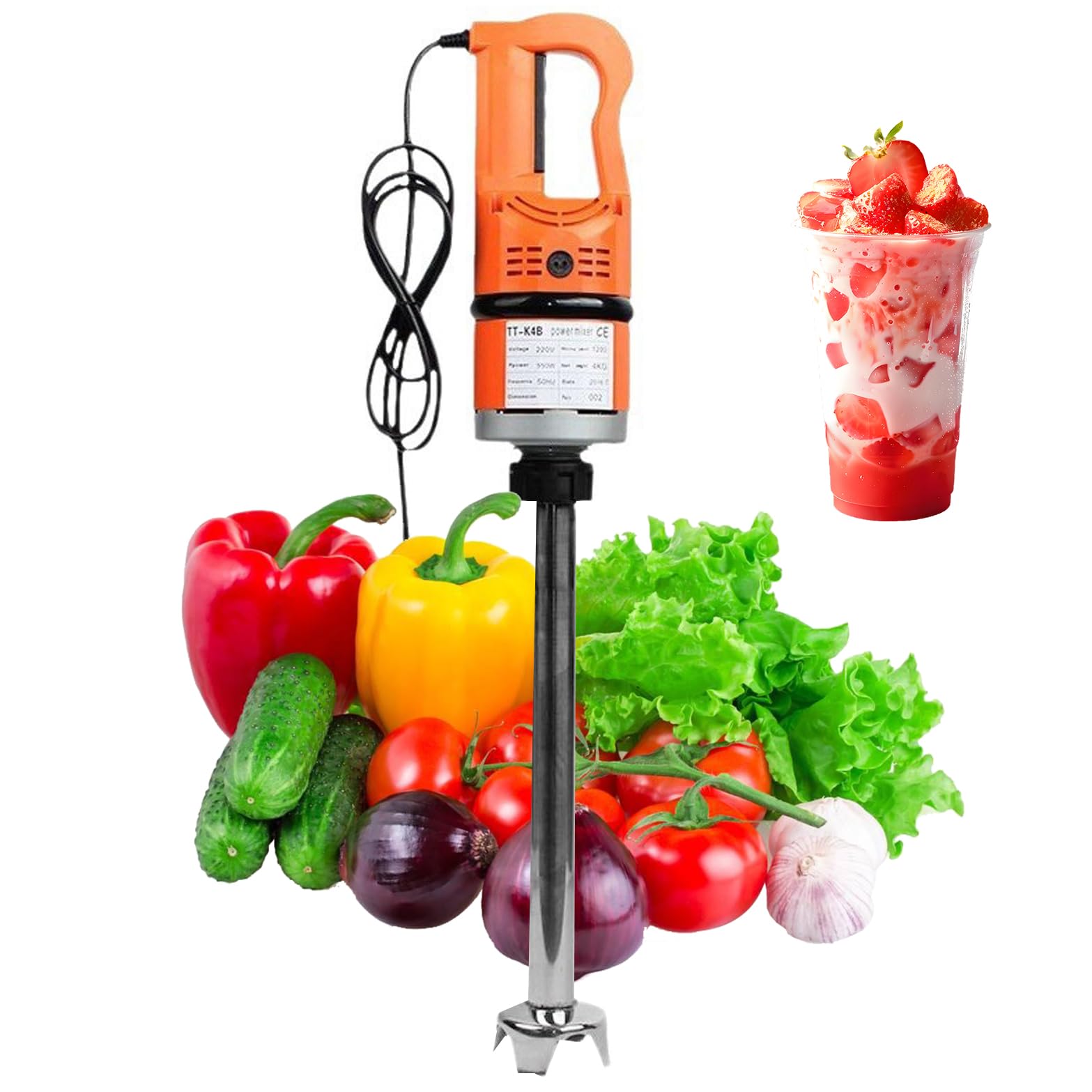 Frullatore a Immersione da 1000 W - Frullatore a Immersione Professionale per Uso intensivo con Asta Lunga 530 mm e velocità variabile Fino a 12000 Giri/min per Cucina e Ristorante. (530mm)