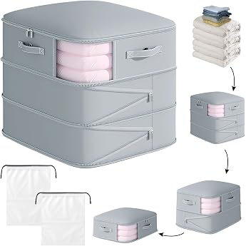 Space-saving self-compressing organiser with 2 shoe bags 52 x 42 x 60 cm